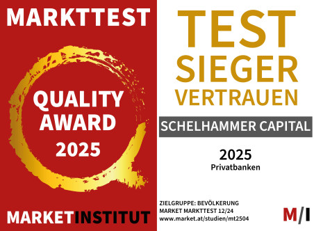 © null Das Market Institut kürt uns zur Privatbank mit dem höchsten Vertrauen im deutschsprachigen Raum. Das Bild zeigt den Quality Award 2025